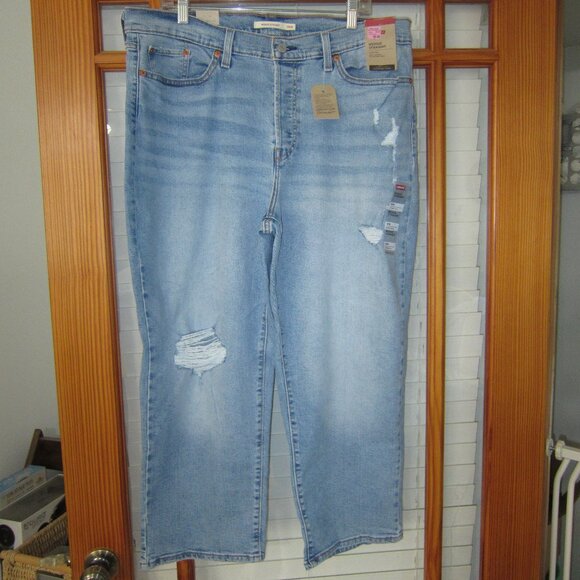 Levi's Wedgie Straight Cropped Jeans High Rise Women's 4 22W 24W NEW Rip - Picture 1 of 7